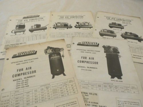 PUMA AIR COMPRESSOR OPERATING INSTRUCTIONS AND PART LISTING SEVERAL MODELS