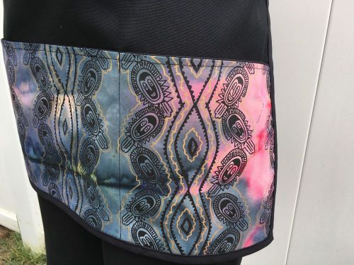 Black Aztec Abstracr server waitress waist apron 3 pocket Restaurant Cafe Bar