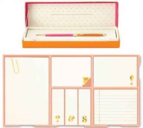 Bundle - Kate Spade New York 1) Sticky Note Set -Gold Strike And 1) Ballpoint -