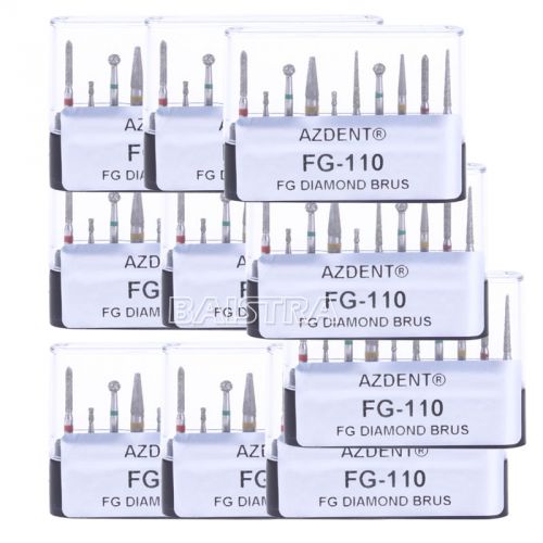 30 Kits AZDENT Dental Diamond Burs Preparation Repair FG-110 Kit 10Pc/Kit New