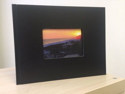 5mm 25-40  Black 8.5&#034; x11&#034; Landscape Photo Book w 5&#034; X 3 1/2&#034; WINDOWS