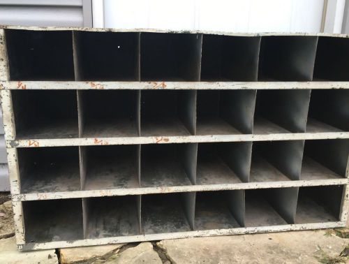 Big Vtg Industrial Steampunk Metal Parts Cabinet Bolt Bin Pigeon Hole Organizer