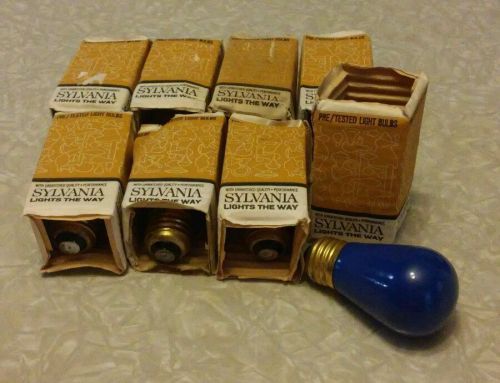 Lot of 8 Vintage Sylvania 115-125v blue sign light bulbs.