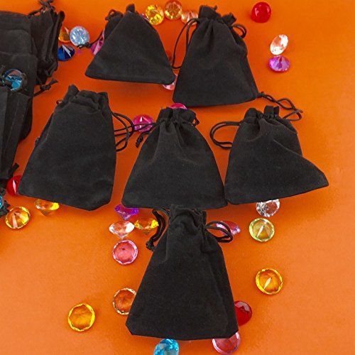 Adorox Small Black Velvet Jewelry Drawstring Gift Pouches Bags Wedding Favors (B