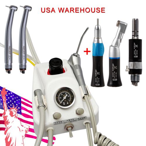 Dental Portable Air Turbine Unit SN4 + NSK Low Speed Handpieces Kit 4Hole Black