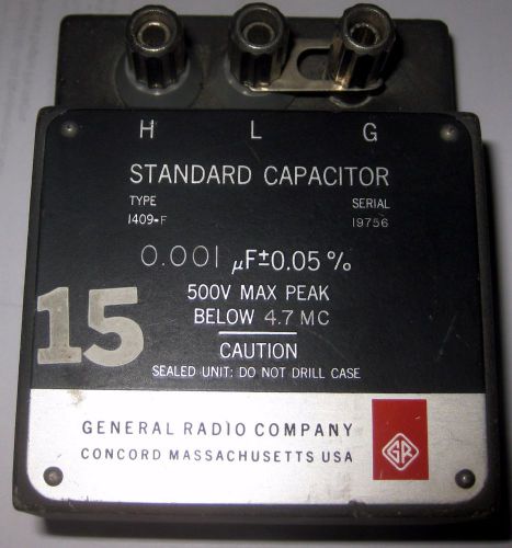 General Radio Corp Standard Capacitor 0.001 uF 0.05% type 1409F fully tested