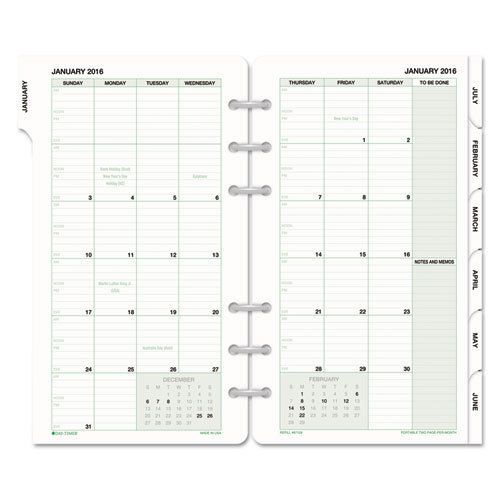 Monthly Classic Refill, 3 3/4 x 6 3/4, White/Green, 2017