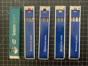 Lot of 5 Drawing Leads Sets 2H 3H 4H 6H - Staedtler Mars &amp; Eagle Turquoise, Open