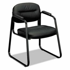 Basyx VL653 Series Guest Side Chair, Black Leather/Black Frame (BSXVL653SB11)