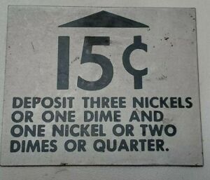 Vintage Vending Machine 15 Cent Silver Coin Slot Decal Sticker