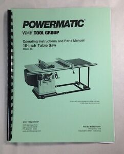 Powermatic Model 66 10” Table Saw Operating Instructions &amp; Parts Manual