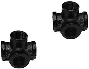 4-Way, Malleable Iron Pipe Fittings  Shelving,  Decor, Furniture (3/4&#034;, Black)