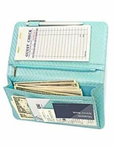 Server Wallet Waitress Book Magnetic with Money Zipper Pocket Italian sky blue