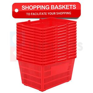 25L Shopping Basket RED Plastic 10 x 13 x 18&#034; Convenient Sundries 12 Packs