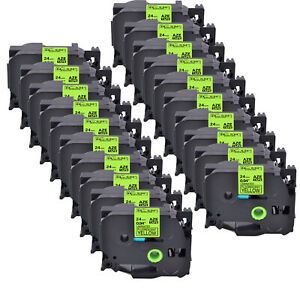 20x Compatible Brother 0.94&#034; TZ TZe-C51 Black on Fluo Yellow Label Tape Cassette