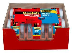 Scotch Heavy Duty Shipping Packaging Tape Dispensers 6 pack, Clear, 1.5&#034; Core