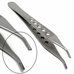 Adson Brown Tissue 9x9teeth Forceps 4.75&#034;, Curved, Fenestrated Grip