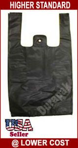750~ 10x5x19&#034; 17 micron Black T-Shirt Bag Shopping Grocery Super Market Bags