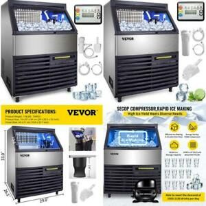 Vevor 110V Commercial Ice Maker 320Lbs/24H, 77Lbs Storage Bin, Etl Approved, Cle