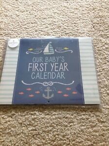 C.R. Gibson Blue Nautical &#039;&#039;Our Baby&#039;s First Year&#039;&#039; Baby Calendar for Newborn