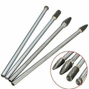 4pcs Tungsten Carbide Drill Bit Grinding Rotary Wood 1/4&#034; 150-160mm Aluminum