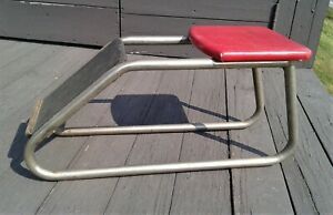 Vintage Chrome and Vinyl Shoe Store Salesman Fitting Bench Stool 1940s