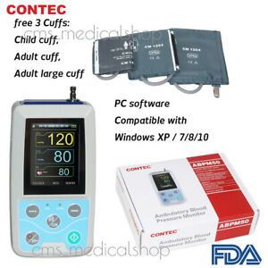 CONTEC Ambulatory Blood Pressure Monitor+Software 24h NIBP Holter with 3 Cuffs
