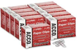 ACC72580 - ACCO Economy Jumbo Paper Clips, Smooth Finish, Jumbo Size 1-7/8