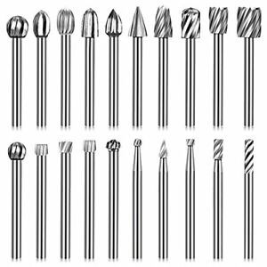 20PCS Rotary Burr Set, Tungsten Carbide 1/8 Inch(3mm) Shank Wood Carving Bit
