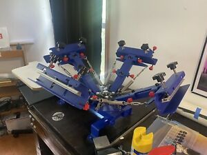 Micro-adjustment 4 Color 1 Station Screen Printing Machine  Press Printer