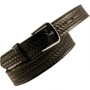 Boston Leather 6582 Off Duty Garrison Belt 40&#034; Nickel Buckle Basket Weave