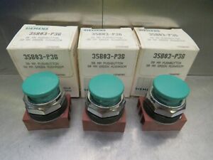 Siemens 3SB03-P3G Pushbutton Green Mushroom Head Lot of 3!