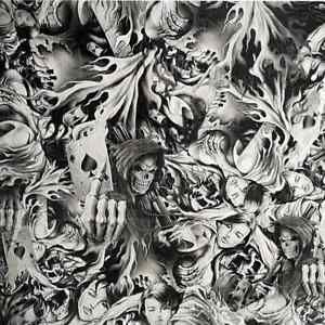 Water Transfer Dip Hydrographic Hydro Film 39X393&#034; CARD SKULLS DEATH LADY MAGIC