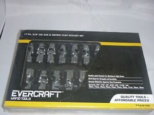 17pc EVERCRAFT 3/8&#034; Dr. SAE &amp; Metric Flex Socket Tool Set New