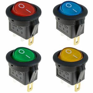 On/Off LED Lighted Round Rocker Switch Car Dash Dashboard Boat 12V
