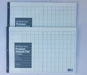 Lot of 2 PREMIUM Analysis 13 Column Pad National Brand #45-163 11X16 50 Sheet ea