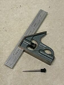 MITUTOYO 180 - 401A 6&#034; Rule and Combination Square w / Scribe Vintage