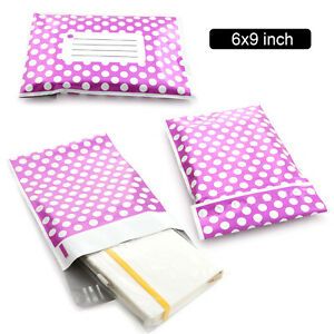 150x Post Postal Plastic Mailing Bags Postage Self Seal 6x9&#034; Purple Polka Dots