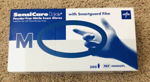 Medline SensiCare Ice Large Blue Exam Gloves Powder-Free Nitrile Gloves 200 Ct