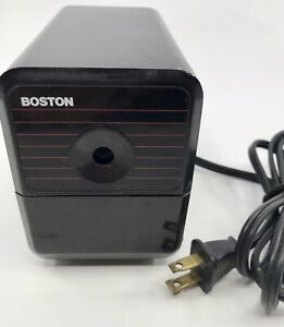 Boston Electric Pencil Sharpener Model 18 Black Red Stripe Tested Works USA Made