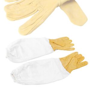 Pair Protective Beekeeping With Vented Long Sleeves Gloves Goatskin Yellow