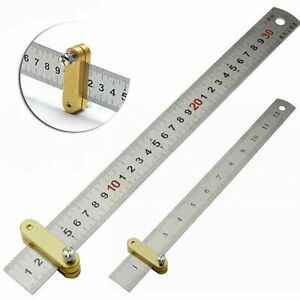 12&#034; 300mm Stainless Steel Ruler Metal Rule Metric With Ruler Locator