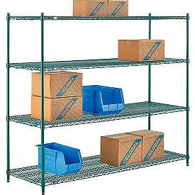 Nexel Poly-Green, 4 Tier, Wire Shelving Starter Unit, 72&#034;W x 24&#034;D x 54&#034;H 24725G