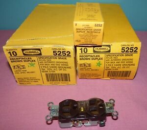 Lot of 17 Hubbell Brown Duplex Receptacle HBL 5252 15 amp 125Volts NEMA 5-15R