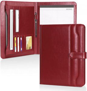 Toplive Portfolio Folder, Premium PU Leather Women Padfolio Business Wine Red