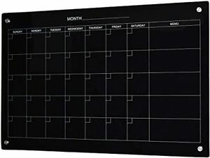 Audio-Visual Direct Magnetic Black Calendar Glass Dry-Erase Board Set - 23 5/...