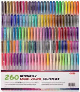 Set Ink Gel Pen,Coloring Books Art,130 Colored Gel Pens Plus 130 Refills