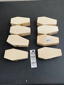8 Small Unfinished Wood Funeral Coffins,Natural Wood Paint Craft Trinket Boxes