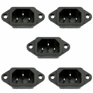 5X IEC320 C14 3 Pin Screw Mount Male Power Socket 10A 250V For Boat DIY AC-04 F7
