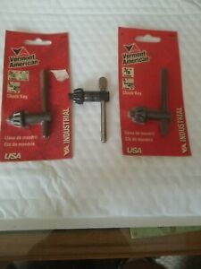 Lot of 3 - Replacement Drill Chuck Keys  3/8&#034; with 9/32&#034; guide pin &amp; 15/64&#034; hole